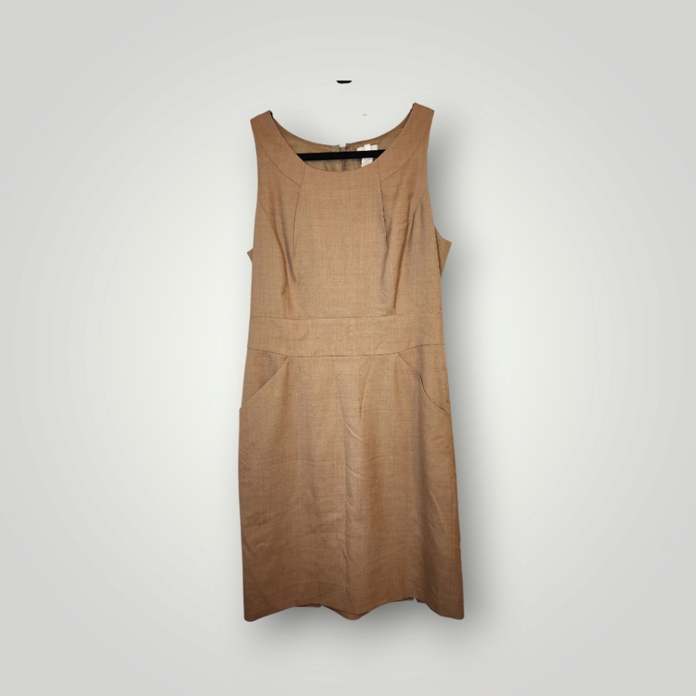 J.Crew wool Dress Emmaleigh Wool Sheath beige sleeveless Pockets Size 8 - Picture 7 of 16